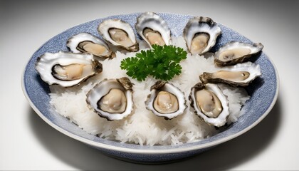 A plate of clams with rice and parsley