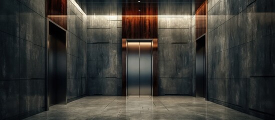 modern elevator in modern building marble walls - obrazy, fototapety, plakaty