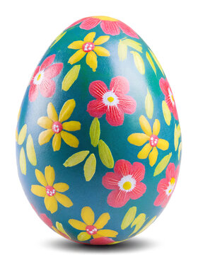 Painted egg, painted chicken egg for Easter holidays. Easter egg isolated on white background.