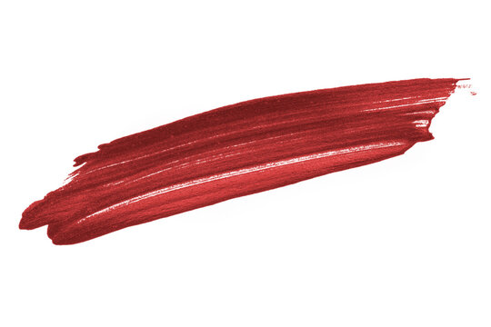 Shimmery metallic cherry red paint brush stroke 