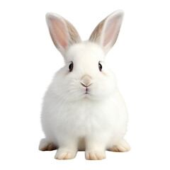 Cute white rabbit isolated on a transparent background,