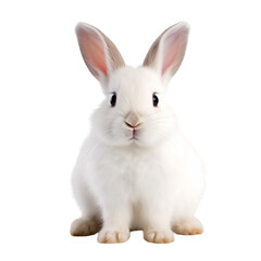 Cute white rabbit isolated on a transparent background,