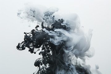 black and white smoke on a white background in
