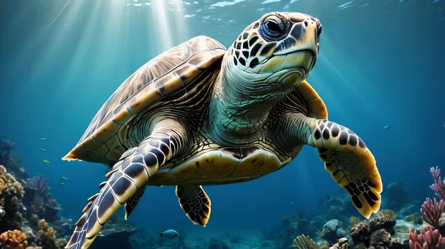 sea turtle swimming in water