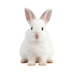 Fototapeta premium Cute white rabbit isolated on a transparent background,