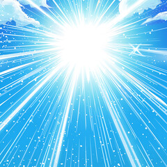 blue sun burst background vector in