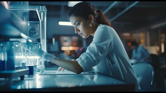 Engineer prints a prototype model on a 3d printer in a laboratory using equipment. Creativity, technology and 3d printing concept.