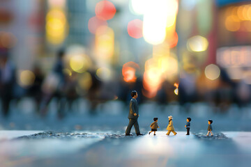 business or market leaders greeting small figures in 