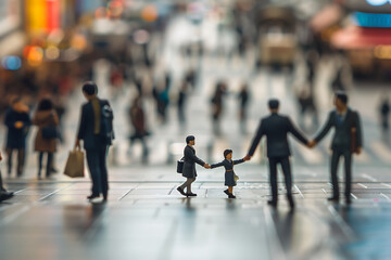business or market leaders greeting small figures in 
