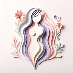 Elegant Paper Cut Women's Day Illustration