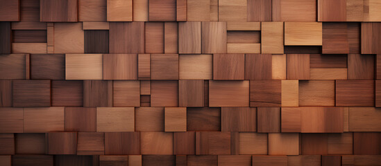 Wooden panel made of various types of wood 3d illustration.
