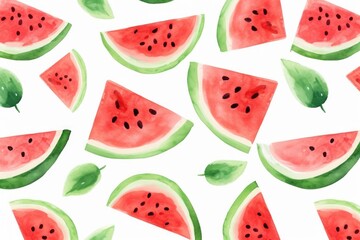 abstract colorful pattern of watermelon slices on a white background