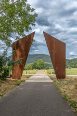 Boersch, France - 06 27 2023: The careers path - View of the gate of the greenway.