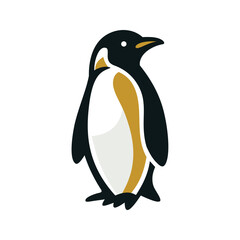 Penguin vector simple and clean simple design in a strong combination of black and gold on a white background, An ideal illustration for a business brand or company logo