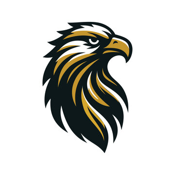 Simple and clean eagle icon with a combination of black and gold on a white background. Editable vector illustration suitable and ideal for a company brand logo