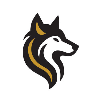Fox head vector design with a simple clean shape in an elegant combination of black and gold on a white background. A good vector illustration for a business or company logo or business brand.