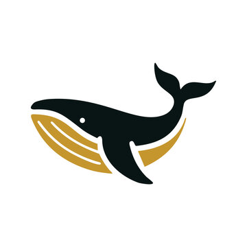 A simple whale design with a clean shape in an elegant combination of black and gold on a white background. An ideal vector illustration for a business or company logo or business brand.