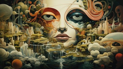 Face optical illusion on conceptual world