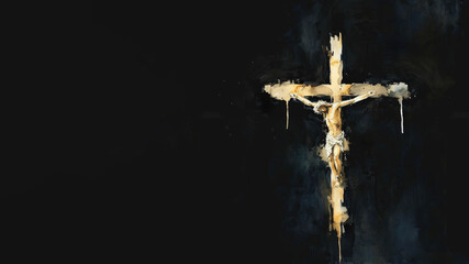 passion of christ isolated on black background - obrazy, fototapety, plakaty