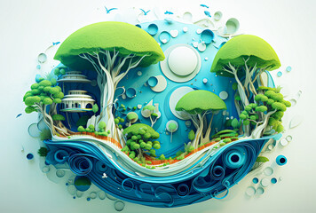 diagram depicting water and plants on our planet