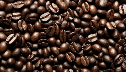 Fototapeta premium A pile of coffee beans in a brown color
