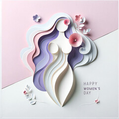 Happy Women's Day Paper Art Illustration
