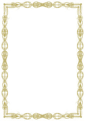 Vintage gold frame with Victorian style decorative elements. Title page, cover, background. Version No. 6. A-4 format. Vector illustration