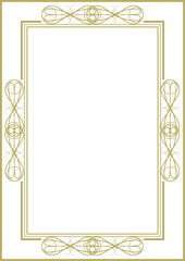 Vintage gold frame with Victorian style decorative elements. Title page, cover, background. Version No. 8. A-4 format. Vector illustration