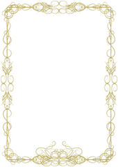 Vintage gold frame with Victorian style decorative elements. Title page, cover, background. Version No. 2. A-4 format. Vector illustration