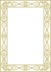 Vintage gold frame with Victorian style decorative elements. Title page, cover, background. Version No. 9. A-4 format. Vector illustration