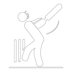 Batsman cricket icon  vector ilne art eps.