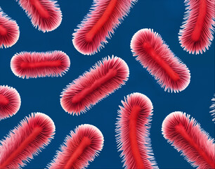 Akkermansia muciniphila beneficial gut bacteria. AI generated illustration on blue background - obrazy, fototapety, plakaty
