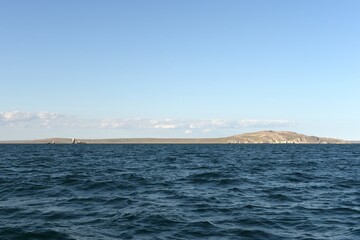 Ship Rocks off the coast of the Opuksky Reserve of the Kerch Peninsula. The Black Sea