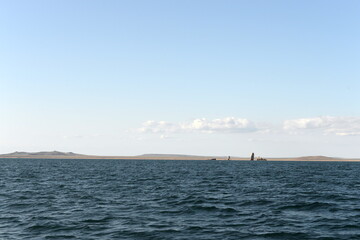 Ship Rocks off the coast of the Opuksky Reserve of the Kerch Peninsula. The Black Sea