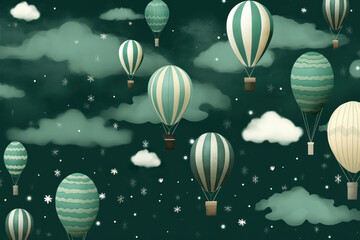 Drift into a dreamy sky with striped hot air balloons