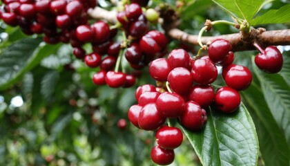 Obraz premium A tree full of red cherries