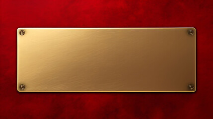 blank Golden plaque for name board on red background, Gold Plate Awaits Future Legends, A Symbol of Achievement.