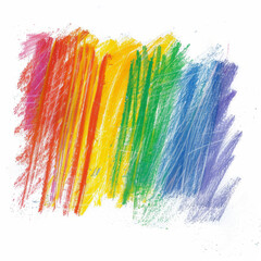 Photo grunge hand drawn colorful scribble wax pastel, rainbow crayon on white background, isolated