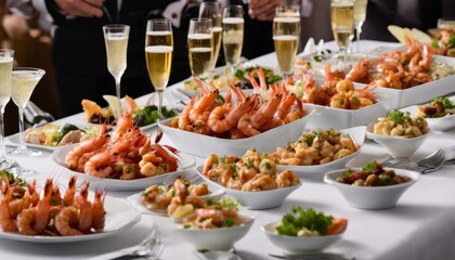 A table full of food and drinks