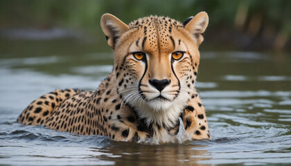 Cheetah wallpaper,  - cheetah wet in the water, majestic wild cat, cute, portrait, hd