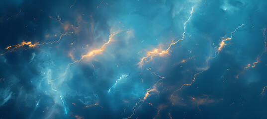 lightning bolt in blue background in - obrazy, fototapety, plakaty
