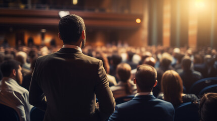 Speaker giving a talk in conference hall at business event. - obrazy, fototapety, plakaty