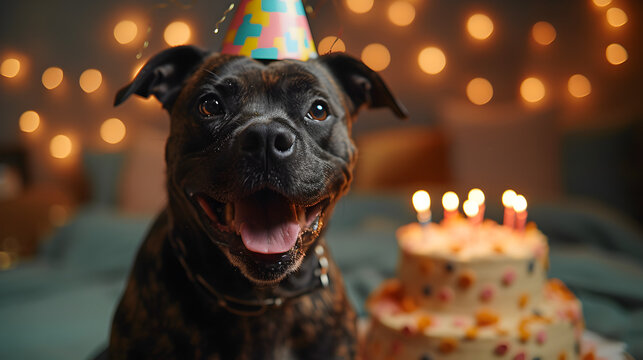 dog with cake