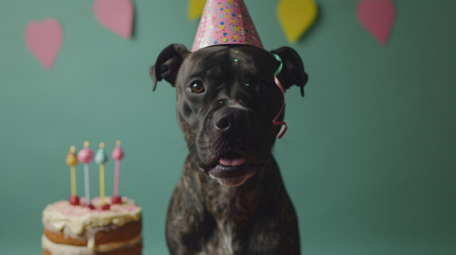 Birthday cake and dog