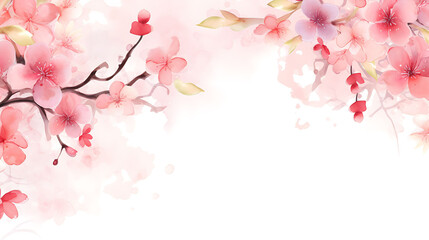 Obraz na płótnie Canvas Floral background with watercolor Sakura border, Stunning Background for Websites, Blogs & Presentations
