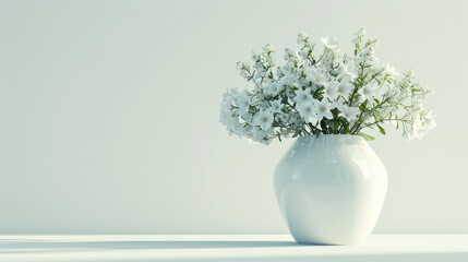 Pure White Gypsophila Bouquet on Plain Background