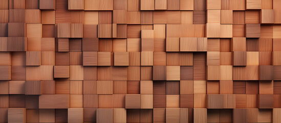  modern and minimalist decoration wall  natural wood grain adorned with a stunning brown square wood block mosaic exquisite material background.
