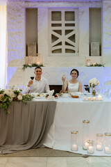 portrait of the newlyweds at the presidium