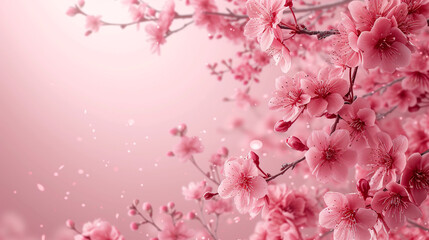 Minimalistic Japanese sakura background concept with empty space. Pink color as main color concept. 