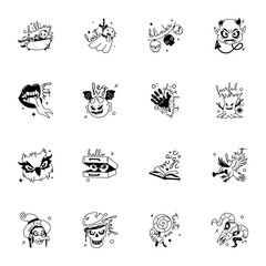 Set of 16 Glyph Style Ghost Stickers